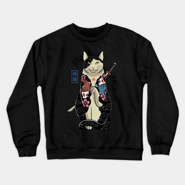 Yakuza Cat Crewneck Sweatshirt by redwane